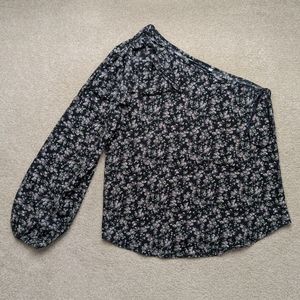 Walter Baker Black Floral One Shoulder Top S